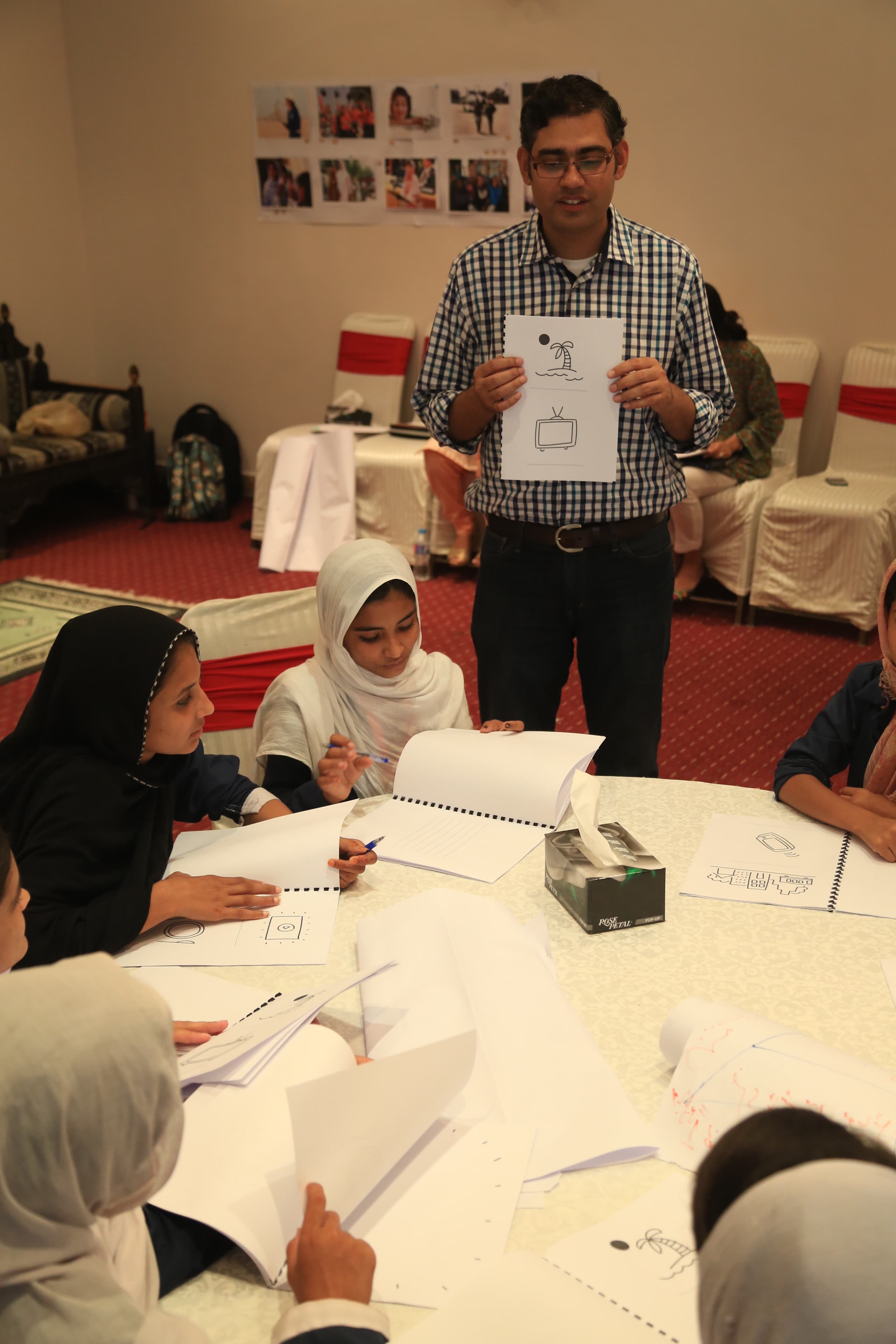 Co-creation participants sharing personal stories for content development